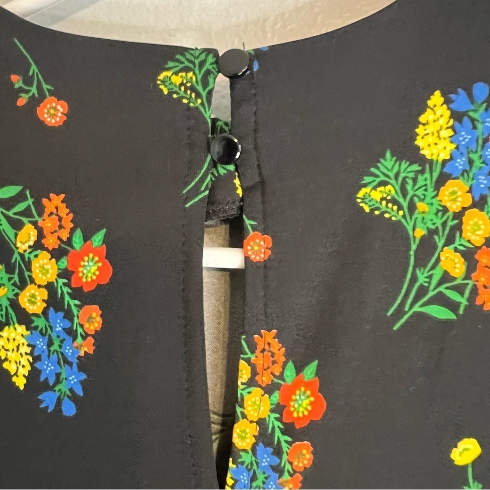 ASOS drawstring Ruffle Sleeve Floral Maxi Dress Black Sz 4 Keyhole Fit & Flare - Picture 11 of 13